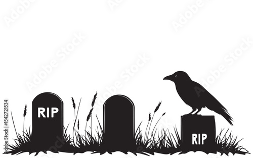 halloween crow on the grass