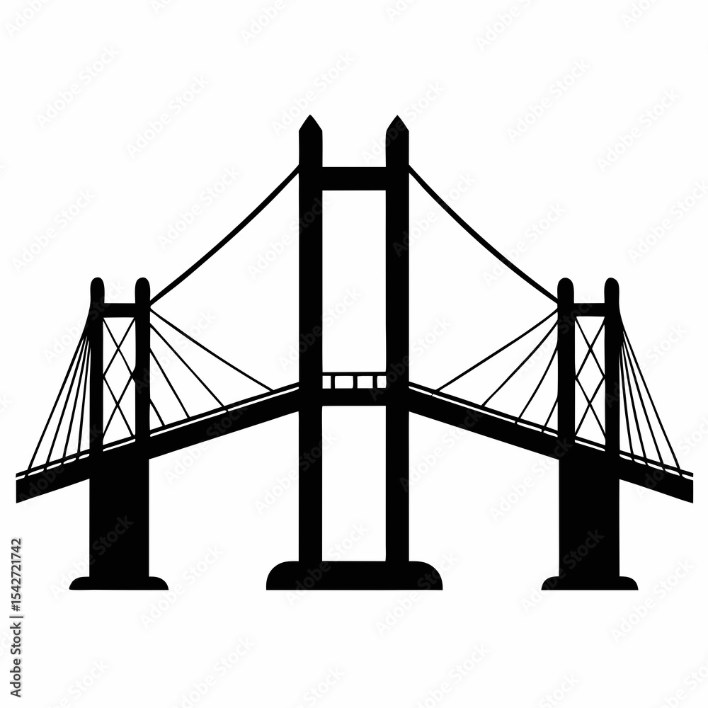 Obraz premium bridge cable silhouette vector black on white background