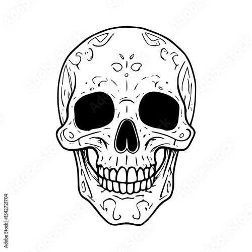 A human skull and crossbones vector illustration, a scary symbol of death and danger, perfect for Halloween or pirate-themed designs