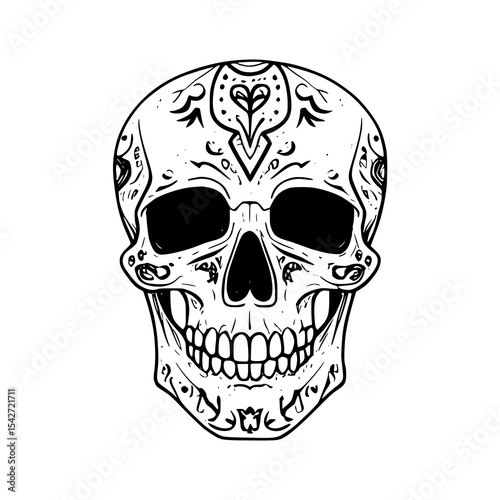 A human skull and crossbones vector illustration, a scary symbol of death and danger, perfect for Halloween or pirate-themed designs