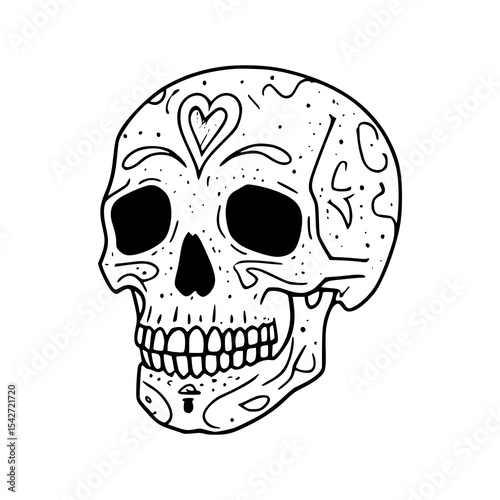 A human skull and crossbones vector illustration, a scary symbol of death and danger, perfect for Halloween or pirate-themed designs