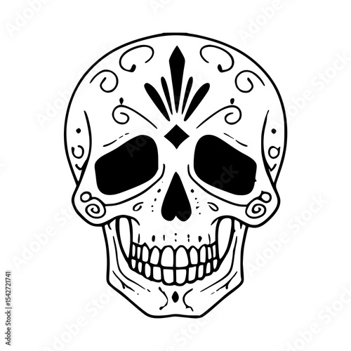 A human skull and crossbones vector illustration, a scary symbol of death and danger, perfect for Halloween or pirate-themed designs