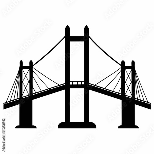 bridge cable silhouette vector black on white background