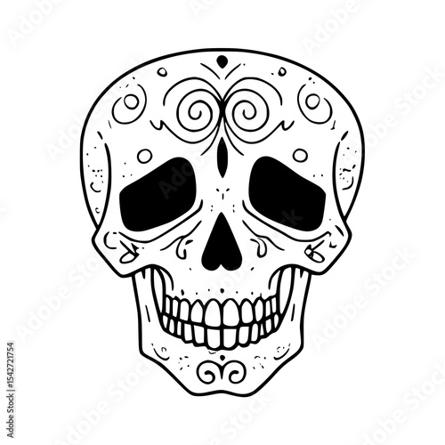 A human skull and crossbones vector illustration, a scary symbol of death and danger, perfect for Halloween or pirate-themed designs