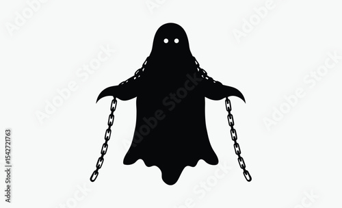 Ghost with chains, floating spooky silhouette