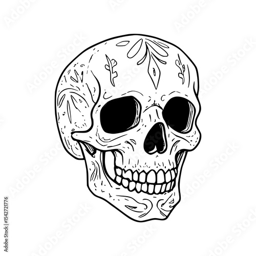 A human skull and crossbones vector illustration, a scary symbol of death and danger, perfect for Halloween or pirate-themed designs