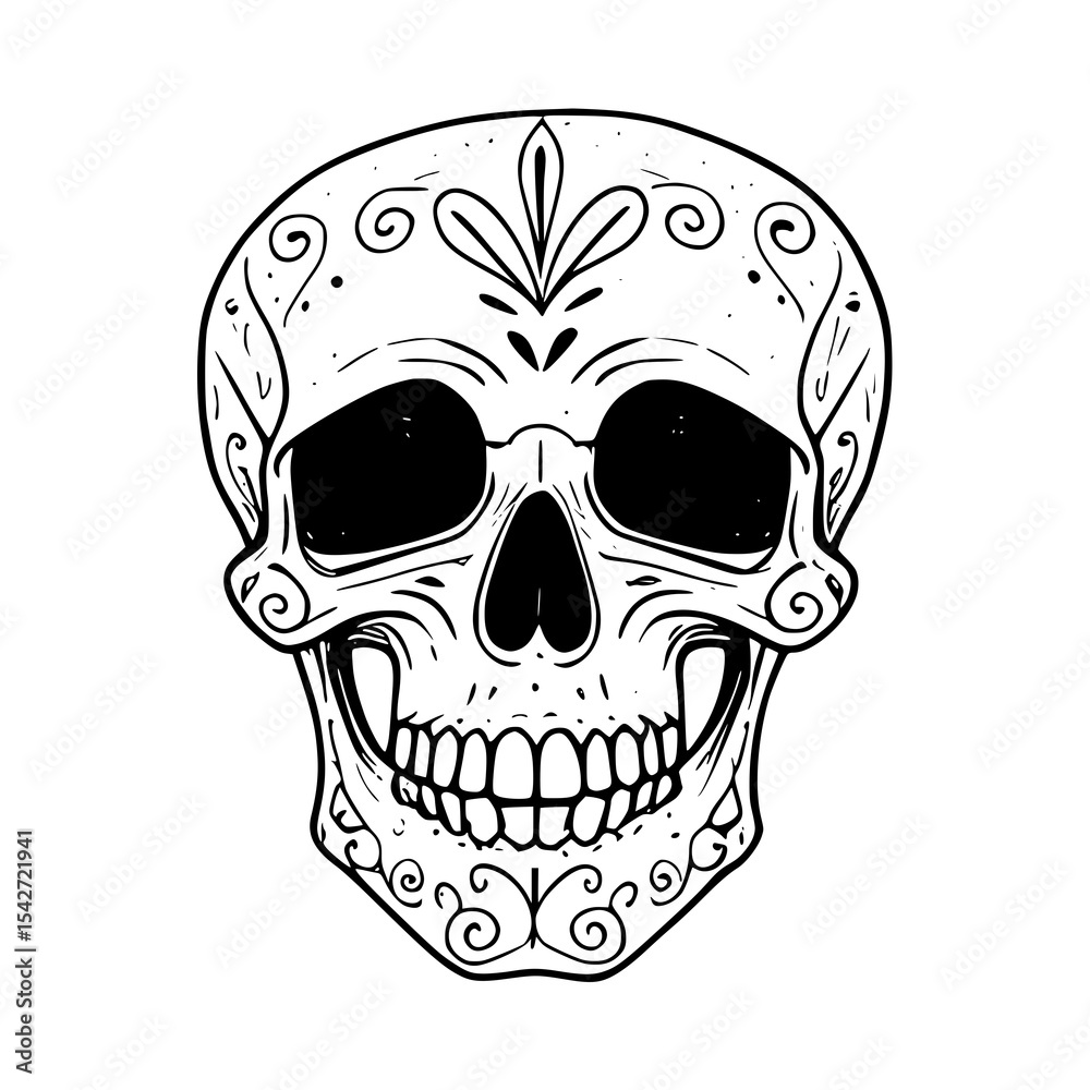 Fototapeta premium Stylized human skull and crossbones vector illustration, perfect for themes of death, danger, or Halloween