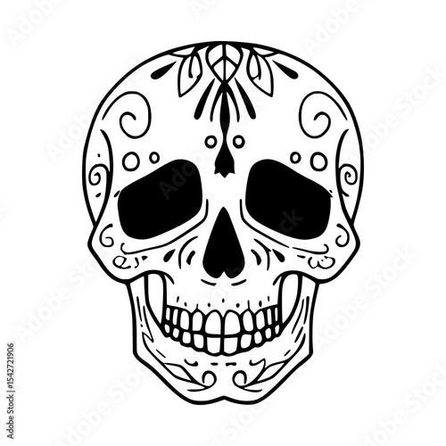 A human skull and crossbones vector illustration, a scary symbol of death and danger, perfect for Halloween or pirate-themed designs