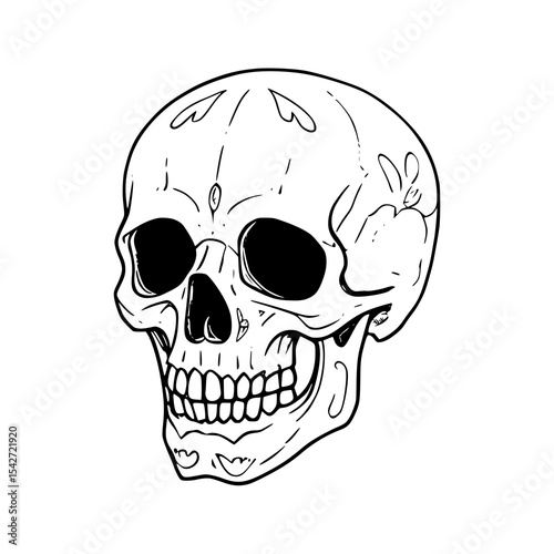 A human skull and crossbones vector illustration, a scary symbol of death and danger, perfect for Halloween or pirate-themed designs