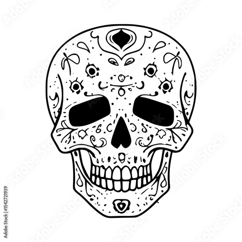 A human skull and crossbones vector illustration, a scary symbol of death and danger, perfect for Halloween or pirate-themed designs