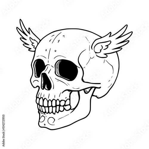 A human skull and crossbones vector illustration, a scary symbol of death and danger, perfect for Halloween or pirate-themed designs