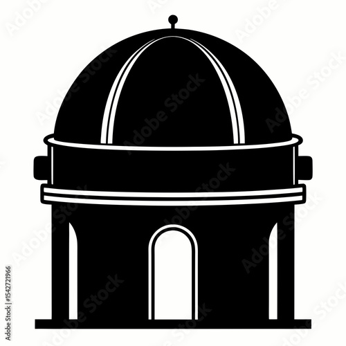 observatory dome silhouette vector black on white background