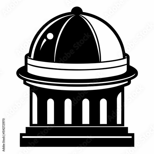 observatory dome silhouette vector black on white background