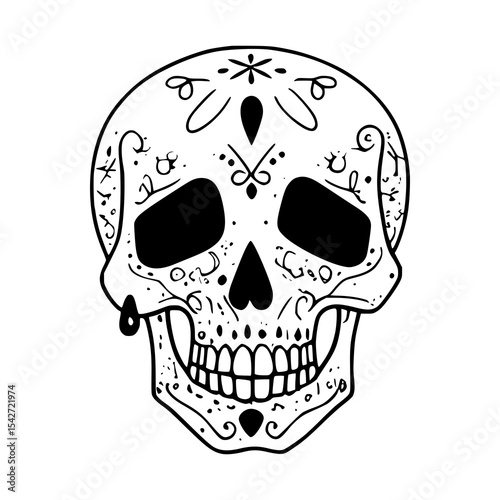 Stylized human skull and crossbones vector illustration, perfect for themes of death, danger, or Halloween