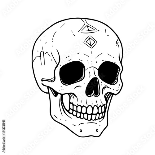 Stylized human skull and crossbones vector illustration, perfect for themes of death, danger, or Halloween