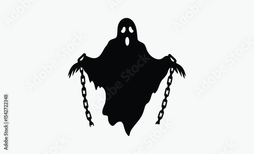 Ghost with chains, floating spooky silhouette