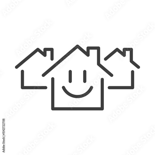 good neighborhood clip art icon symbol, community sign, home ownership, home sweet home, isolated line vector illustration