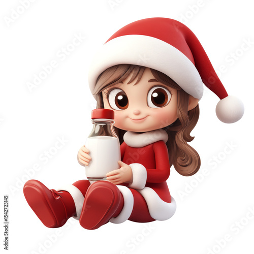 female Santa Claus cartoon isolated. Generative AI