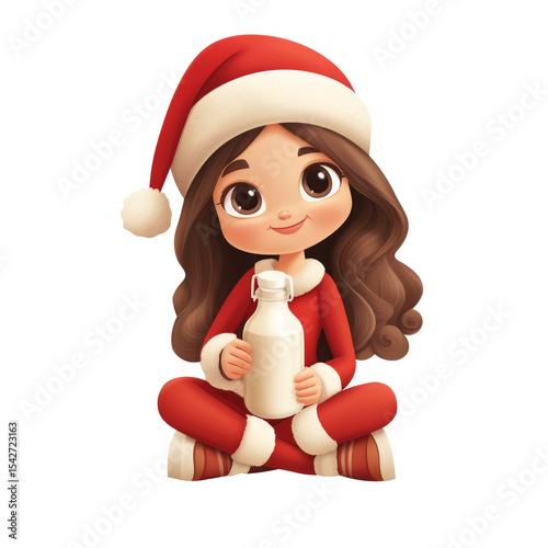 female Santa Claus cartoon isolated. Generative AI