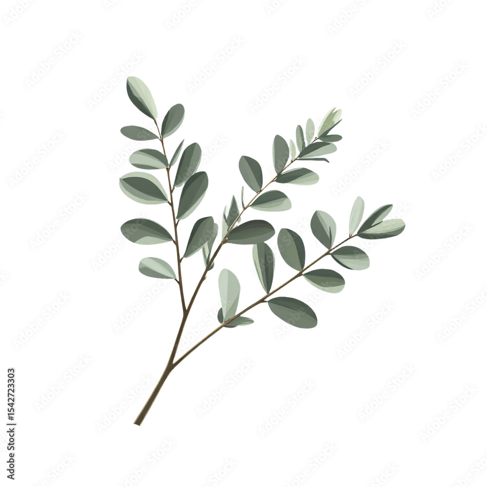 Fototapeta premium Eucalyptus leaves, isolated on white background, minimal, elegant, fresh.