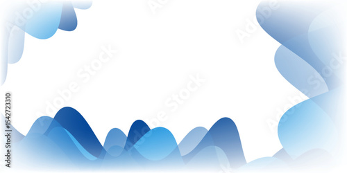 Blue gradient wave layer white background  wavy lines feeling of  art horizontal sky scene modern abstract