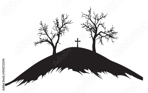halloween tree silhouette vector