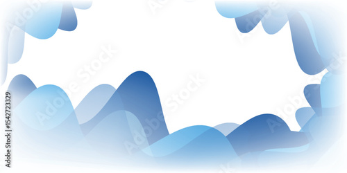 Blue gradient wave layer white background  wavy lines feeling of  art horizontal sky scene modern abstract nice