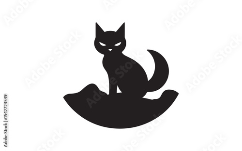 halloween black cat on white background