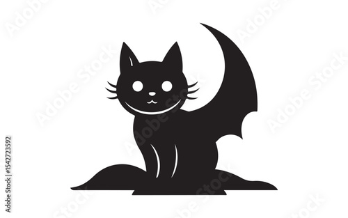 halloween black cat on white background