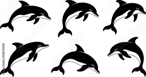 Dolphin silhouette vector illustration seamless pattern ocean animal background marine life design 100 character editable stock vector illustration