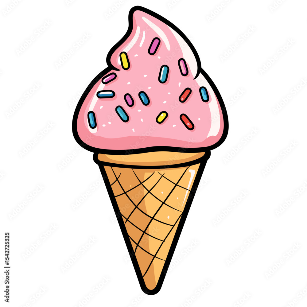 cute ice cream cone with sprinkles cartoon icon style white background
