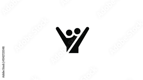 Minimalist People Icon: Unity, Teamwork, Celebration Graphic