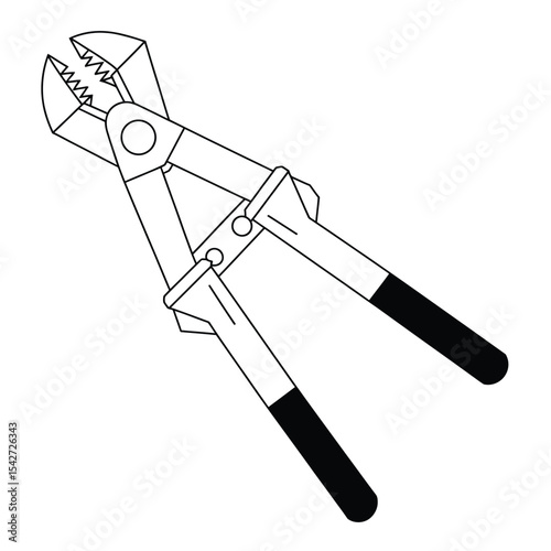 Bolt Cutter Tool Line Art Illustration for Construction and Repair