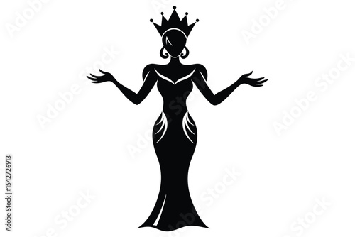 Minimalist drag queen portrait with crown and glamorous hair