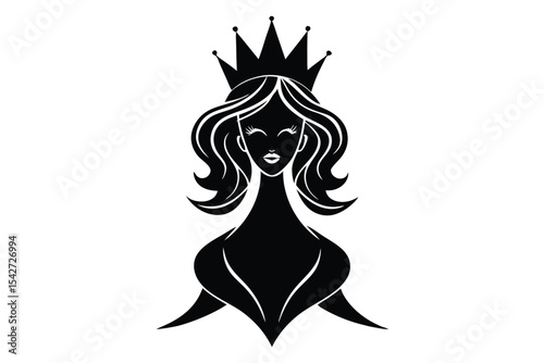 Minimalist drag queen portrait with crown and glamorous hair