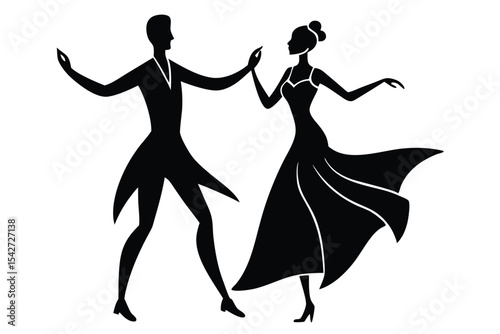 Minimalist hand drawn drag queen and partner dancing