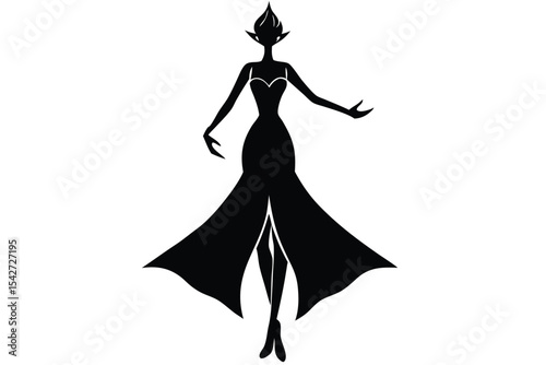 Minimalist hand drawn drag queen in flare dress