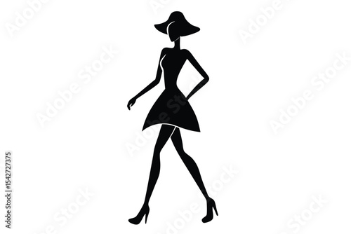 Minimalist hand drawn drag queen walking in heels