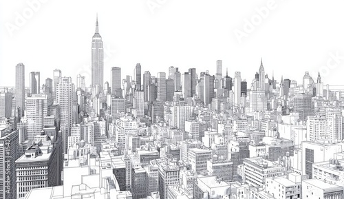 Architectural sketch of New York City skyline