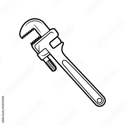 Black and white illustration of a pipe wrench tool
