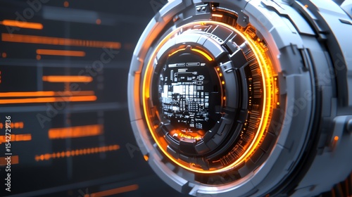 A futuristic booster with glowing concentric rings around its body