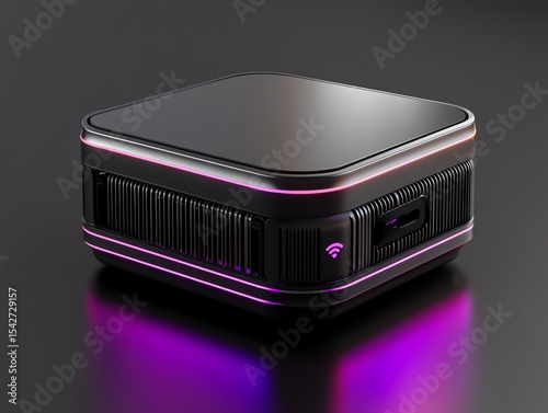 A futuristic WiFi booster designed with dynamic, moving LED patterns