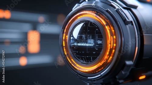 A futuristic booster with glowing concentric rings around its body