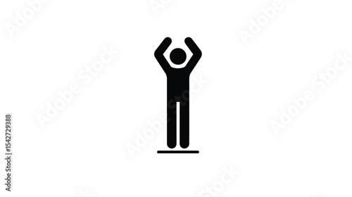 Minimalist Person Icon: Reaching Up, Success, Achievement, Vector Graphic