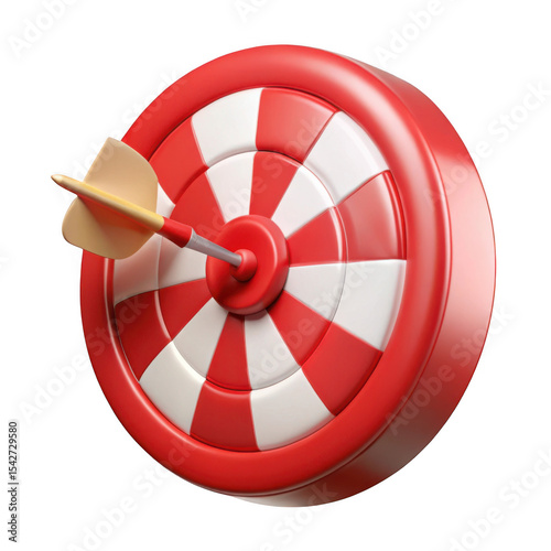 3d realistic dartboard with dart isolated on transparent background