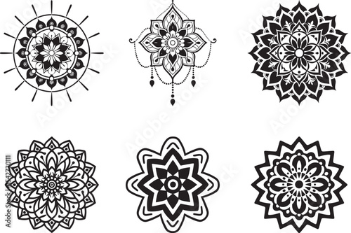 Diverse Mandala Collection Artistic Meditative Designs Set Black and White