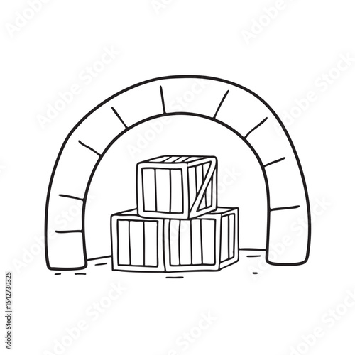 A crate stacked in an underground bunker