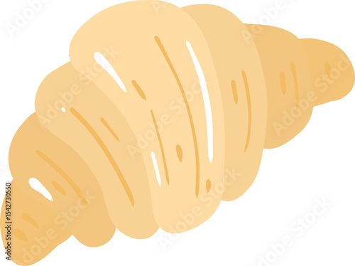 Croissant Pastry Illustration, Cute French Bakery Clipart, Kawaii Breakfast Food Graphic