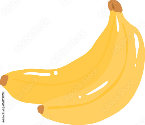 Yellow Banana Illustration, Cute Fruit Clipart, Kawaii Tropical Food Graphic

 photo
