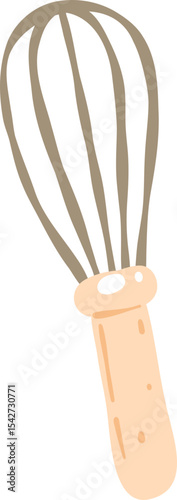 Kitchen Whisk Handdrawn Illustration, Cute Baking Utensil Clipart, Kawaii Cooking Tool Graphic

